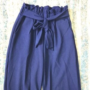 Shosho Blue Wide Leg Capri Pants Small EUC